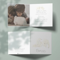 Faire-Part de Naissance Personnalisable - Famille d'Ours Polaires