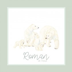 Faire-Part de Naissance Personnalisable - Famille d'Ours Polaires