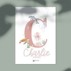 Affiche Initiale Prénom Bébé ou Enfant Personnalisée