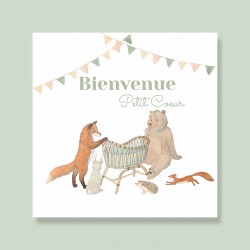 Carte de Félicitations pour une Naissance - Bienvenue Petit Coeur