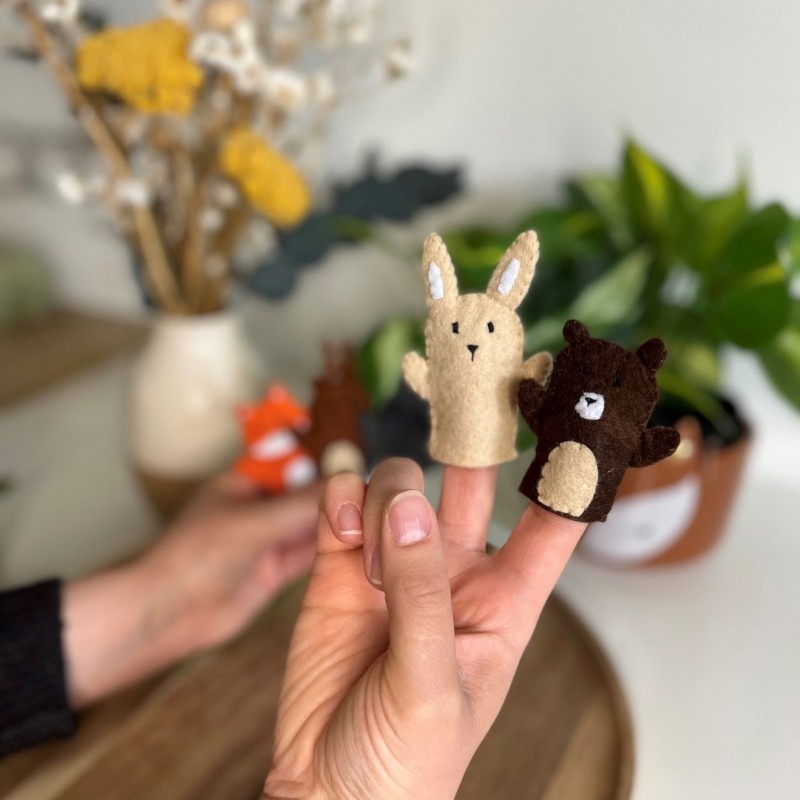 Marionnette à Doigt Loup – Réaliste, 12 Cm, Entrée élastiquée – Dès 12 Mois – Collection Finger Of Fun